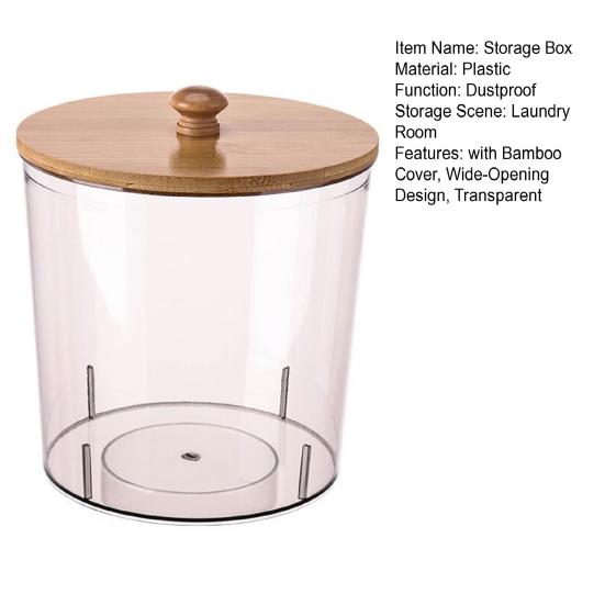 Wäscheperlen Aufbewahrungsbox mit Bambusdeckel Große Öffnung Acrylbehälter Waschpulverperlen Feuchtigkeitsgeschützter Organizer