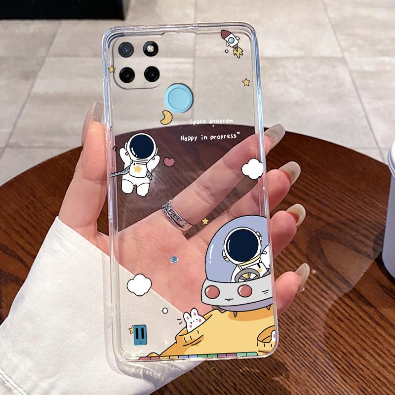Casing For Realme C21Y C25Y C21 Case Aesthetic Fashion Cute Cat Transparent Silicone Soft TPU Back Cover RMX3261 RMX3265 RMX3201