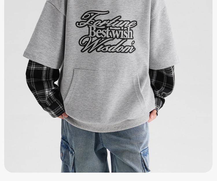 Left West Children's Wear Boys' Fake Two-piece Hooded Hoodie Spring Wear 2026 New Handsome Boys' Spring and Autumn Top