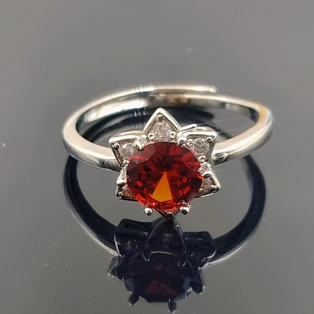 Flower Ornaments High Texture Hexagonal Rings Women's Fashion Metal Jewelry