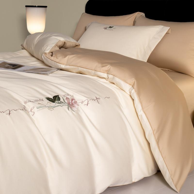 Light Luxury Long-Staple Cotton Bedding Sets Pure Cotton Embroidery Super Soft Bedclothes High Quality Comforter Set for Adults