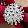 925 Sterling Silver Fireworks Coral Ring Fashionable Wedding Jewelry