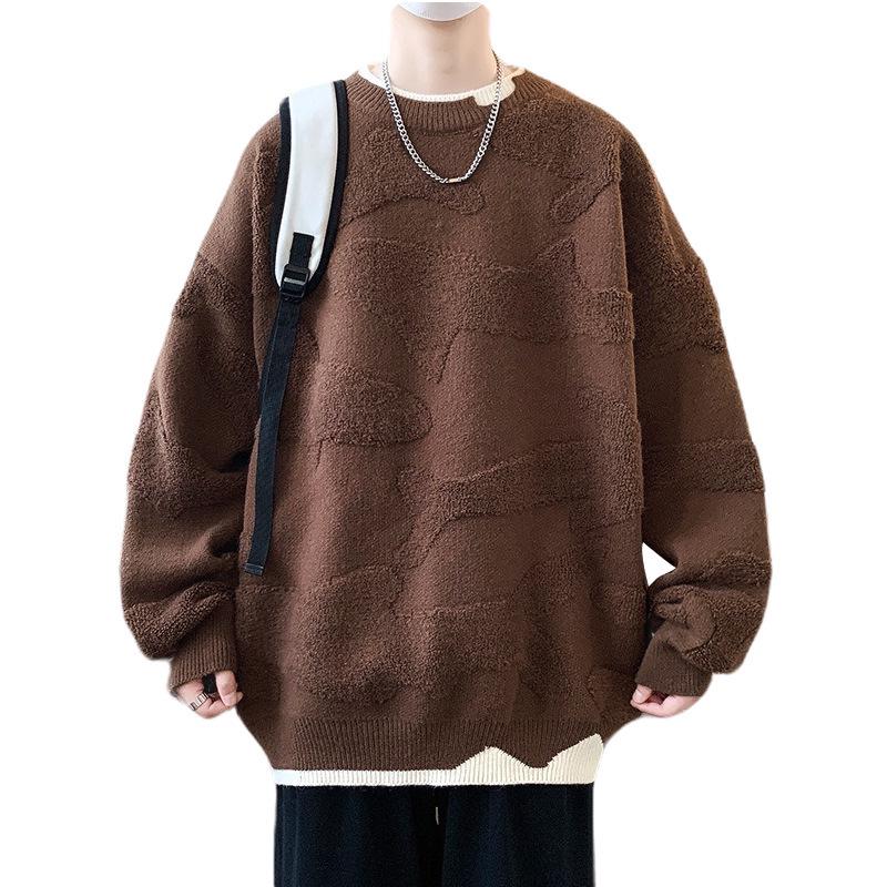 Herren Roter Festlicher Grobstrick Häkelpullover, Winter Zweiteiliger Pullover