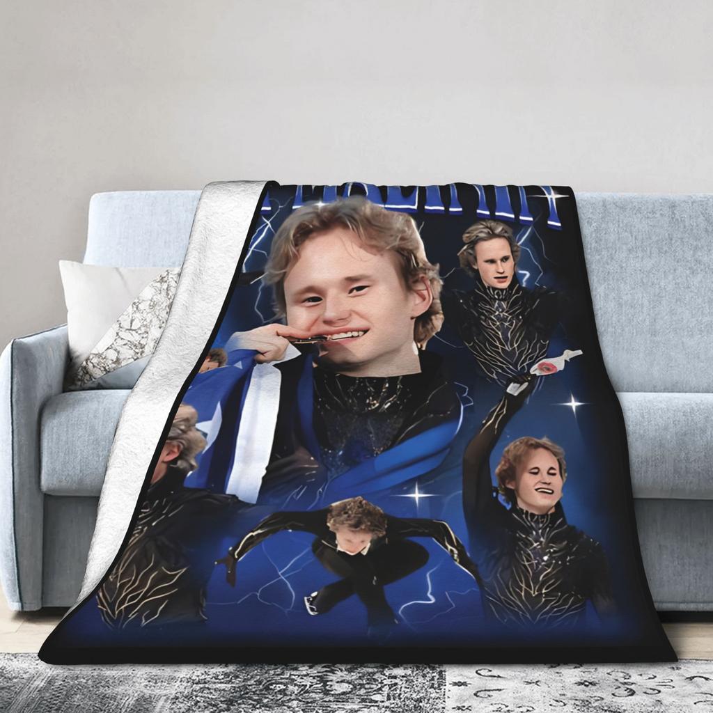 Fyrfaldigt hopp Konståkning Ilia Malinin Merch Filt Varm Mysig Fluffig Pläd för Vardagsrum Flera storlekar Sängkläder Plädar