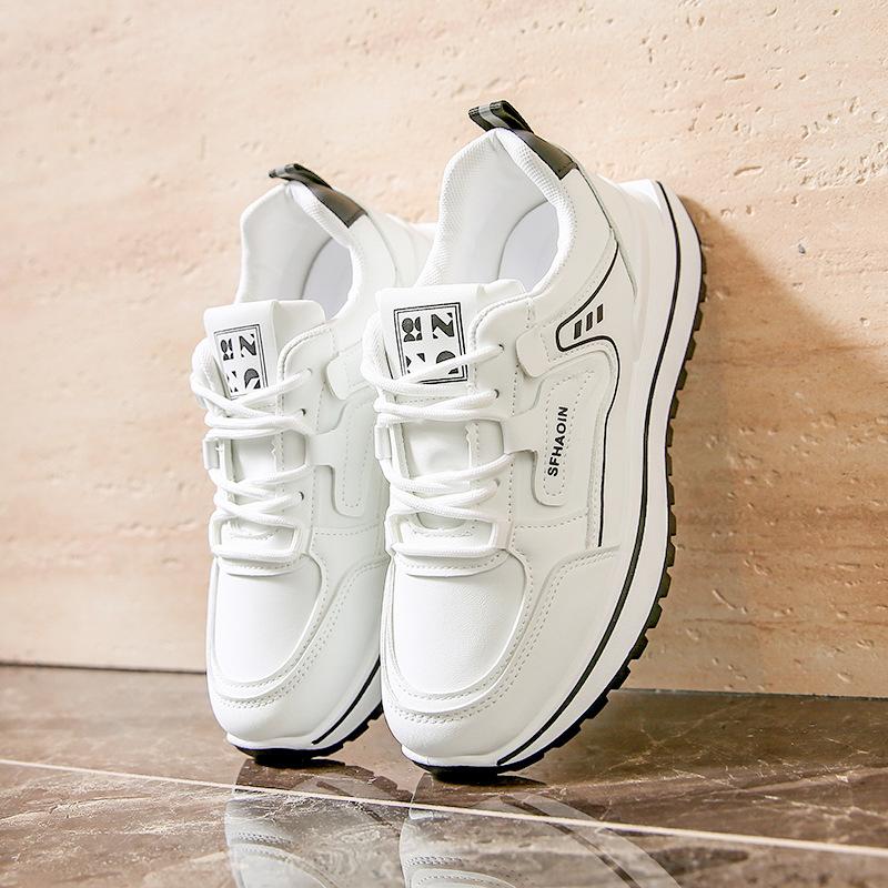 

New dad shoes 2025 spring and autumn versatile student running sports shoes thick sole height increase casual little white shoes women 36 чёрный
