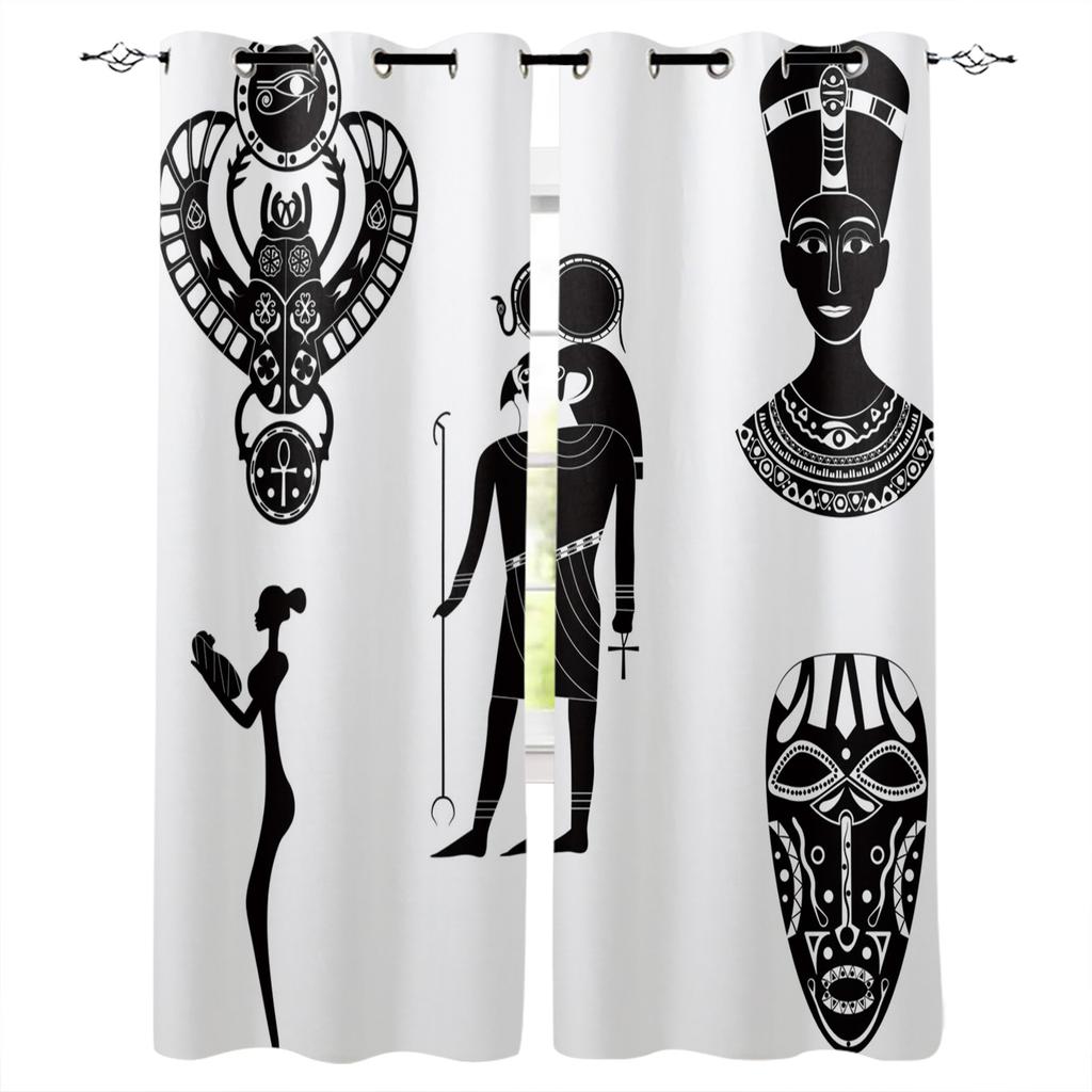 Curtain Ancient Egyptian God Of Wisdom Bedroom Kitchen Curtains Living Room Decoration Items Window Curtains for Living Room