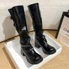 Fashion High Heels High Boots Women Platform Chunky Shoes Designer 2025 Winter New Sexy Party Fashion Chelsea Motorcycle Boots Pumps