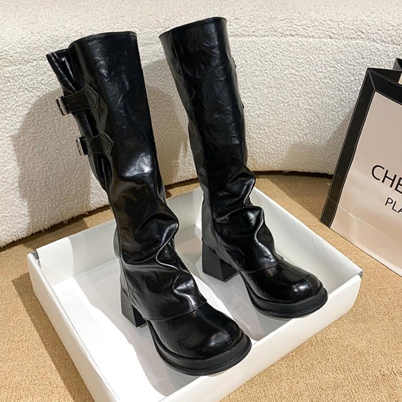 Fashion High Heels High Boots Women Platform Chunky Shoes Designer 2025 Winter New Sexy Party Fashion Chelsea Motorcycle Boots Pumps