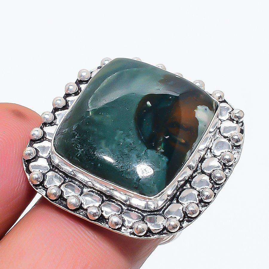 Natural Bloodstone Gemstone 925 Sterling Silver Jewelry Ring Size 6.5 G5L11