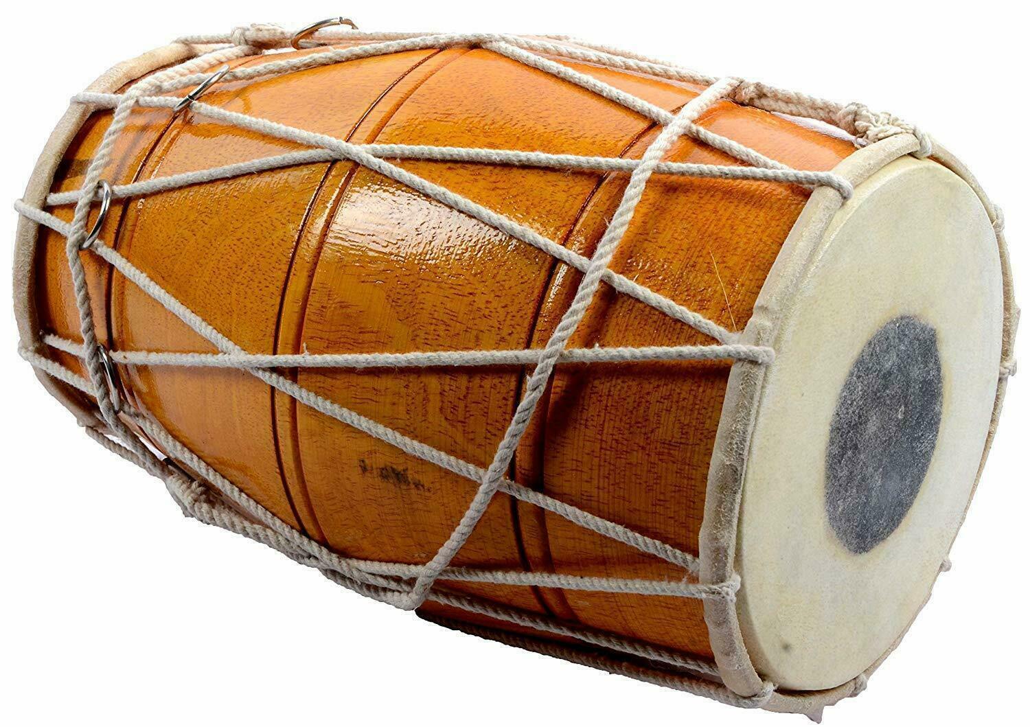 Mango Wood Dholak with Cover | Indian Folk Traditional Musical Instrument for Wedding, Kirtan & Stage