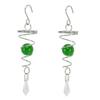 2Pcs Gazing Ball Spiral Tail Wind Spinner Stabilizer Stainless Steel Spiral Wind Chimes for Outside Green