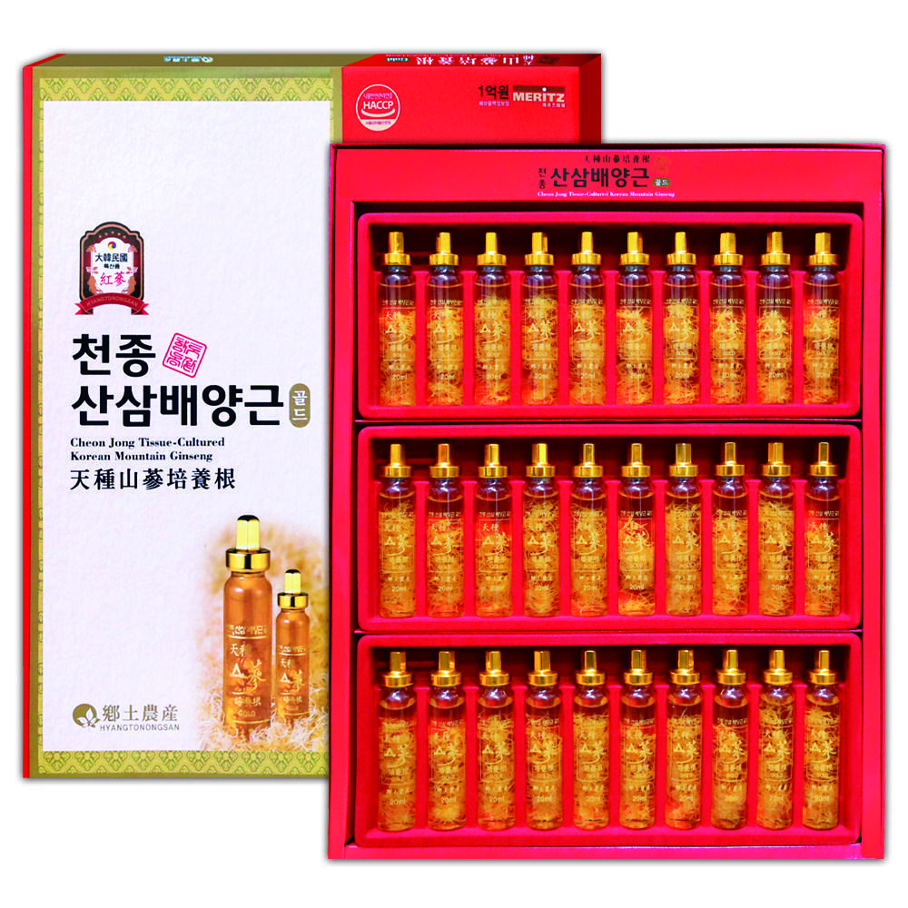 Hyangto Nongsan Cheonjong Cultured Wild Ginseng Root Gold Chuseok Gift Set No. 3, 30 pcs, 20ml