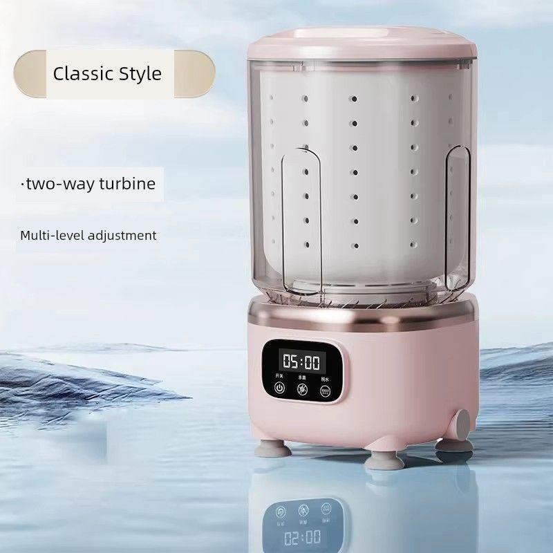 

All-In-One Mini Washing Cup for Underwear and Socks, Fully Automatic Washing and Drying Two-In-One Small Washing Machine Gadget Classic Pink [Single Wash Function]