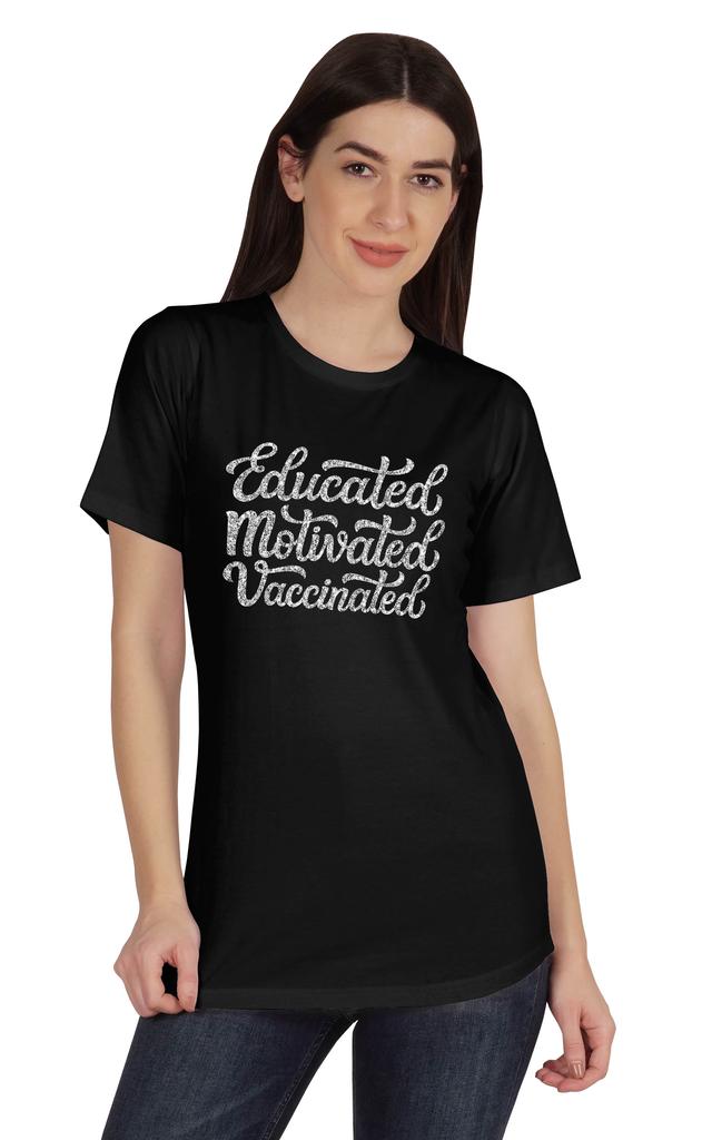 Inkmeso Educated Motivated Vaccinated Funny Pro-Vaccine T-shirt Tops For