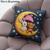 Cute Moon Bunny  Bear Home Decor Throw Pillow Covers Pattern Cushion Cover Suitable For Sofa Bedroom Car Pillow Cover