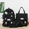 Fashionable Schoolbag Contrast Color Schoolbag Female Primary School Junior High School Student Backpack Campus Five-piece Set Canvas Casual Backpack