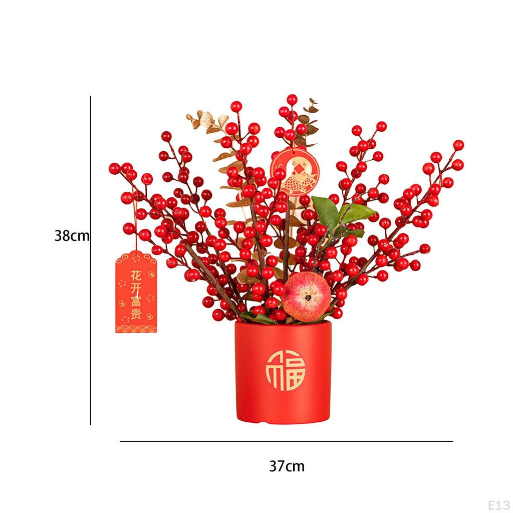 Artificial Floral Pot Chinese Collectible Party Decor Decorative Desk Ornament Decoration Year