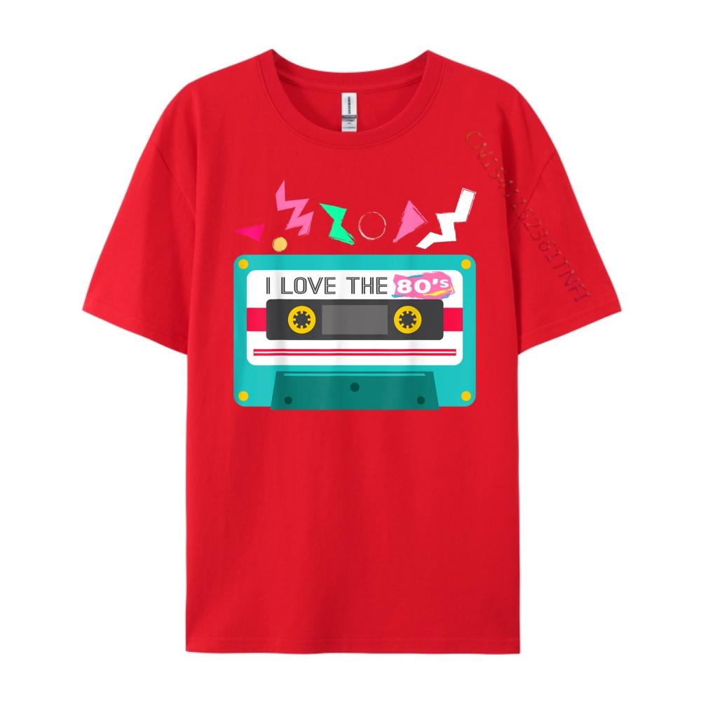 I Love The 80s Eighties Cassette Tape White Graphic Tee Man Shirts For Men Luxury Designer Mans Short Sleeve Tee S