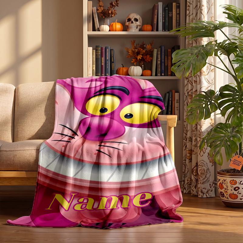 Cheshire Cat Custom Flannel Blankets Soft Warm Cozy Throws for Home Decor Holiday Gifts
