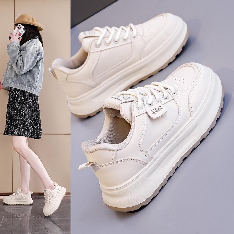 2025 Spring Little White Shoes New Korean Version Ins Female Students Platform Heightening Sports Board Shoes Casual Street Shooting Q5615