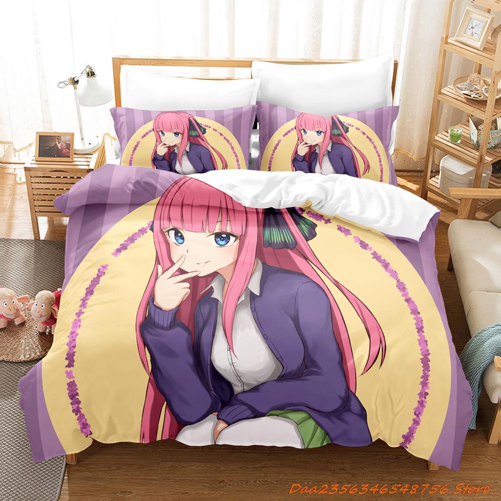 New The Quintessential Quintuplets Bedding Set Cartoon Anime three-piece set Adult Kid Bedroom Duvetcover Sets cama de casa