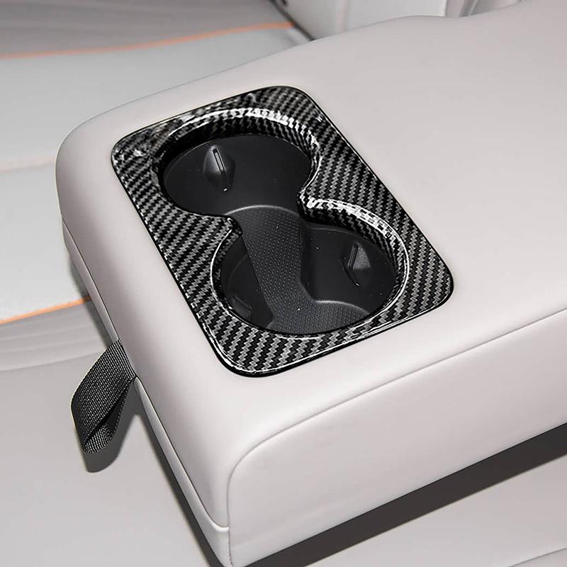 Car Styling Rear Water Cup Holder Frame Decoration Cover Trim For BYD Yuan PLUS  Carbon Fiber Color Interior Accessories
