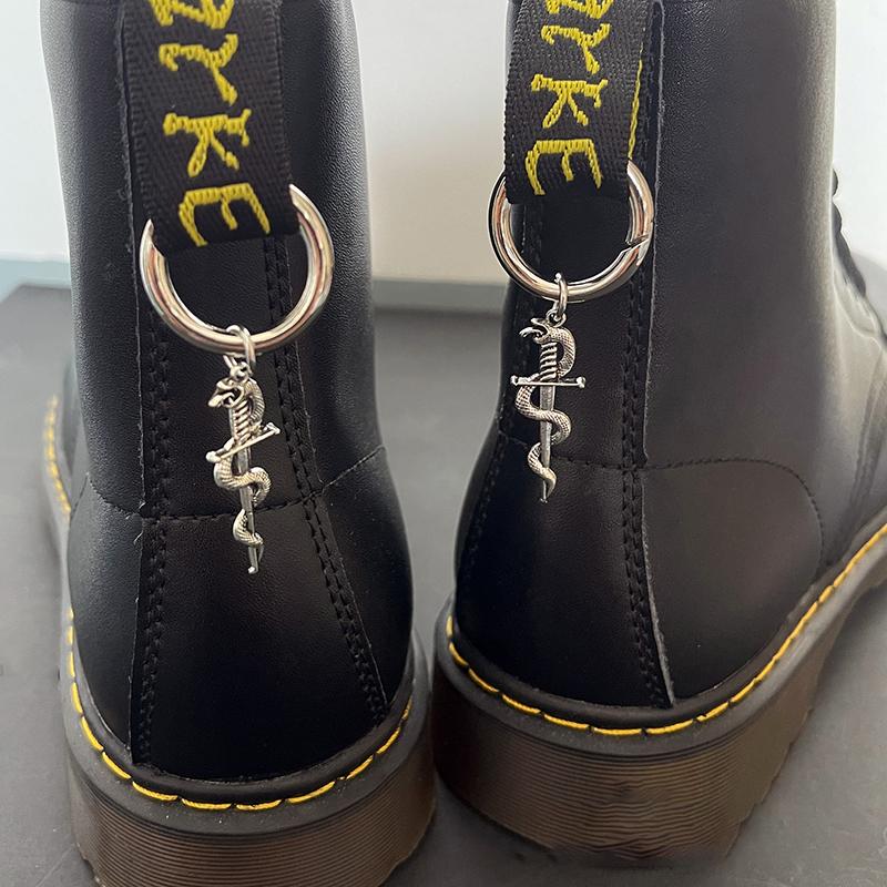 Boucle de chaussure en métal, épée gothique, Serpent de flamme, pentagramme Martens, Punk, bricolage, boucle circulaire détachable, pendentif Animal, accessoires de chaussures