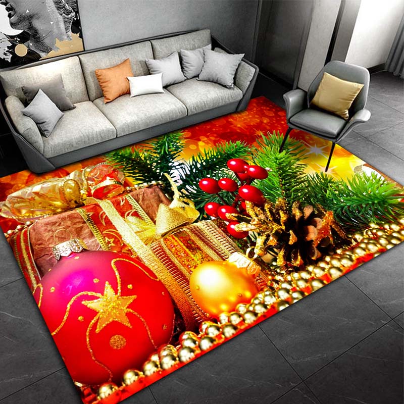 Alfombra con adornos navideños para sala de estar, decoración del hogar, sofá, mesa, alfombra para superficie grande, felpudo de entrada para dormitorio, alfombra antideslizante para Baño
