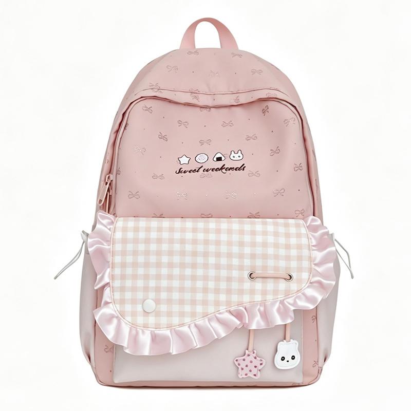 Schoolbag Japanese cartoon cat backpack plaid small fresh and sweet student schoolbag simple shopping high value backpack