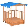 Maison de jeu d'enfants et bac à sable en bois de sapin bleu avec toit de protection UV50 - VidaXL