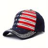 Rhinestone Embellished Star & Stripe Fashion Baseball Cap - Stylish Summer Street Style Trucker Cap for Sun Protection