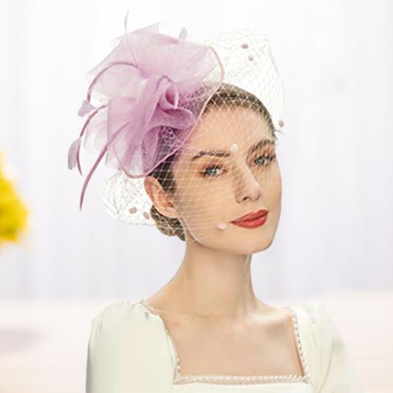 Fascinatorhatt Sheer Mesh Stor blomslöja Retro Elegant Foto Rekvisita Håraccessoar Kvinnor Bröllopscocktail Tea Party Bröllopsmössa Festkläder