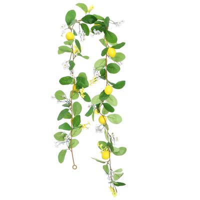 Enredadera de Vegetación Artificial con Limones Falsos Decoración de Pared para Puerta Principal Nunca Marchita Vibrante Natural Colgante para el Hogar Ratán de Limón Simulado