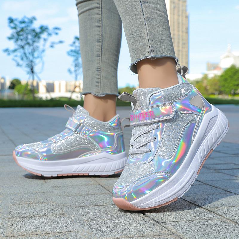 

Обувь Runaway Shoes Four Wheels Girls Pulley Shoes Student Girls Fashion Deformed Skating Roller Skating Sneakers Burst Shoes 38