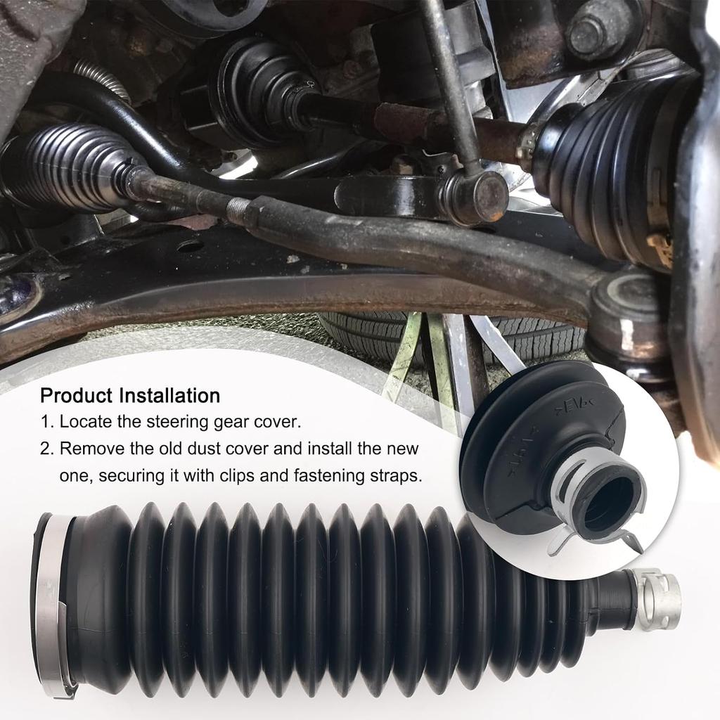 Car Inner Tie Rod Boot with Clips/Fastening Straps Replacement OEM 4553529015/103-3069,Anti-dust Rack and Pinion Boot Compatible with