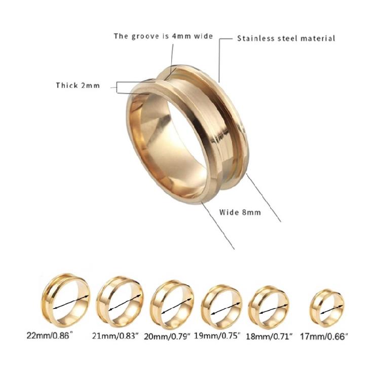 Set of 6 Grooved Finger Rings Fashionable Empty Rings DIY Rings Material