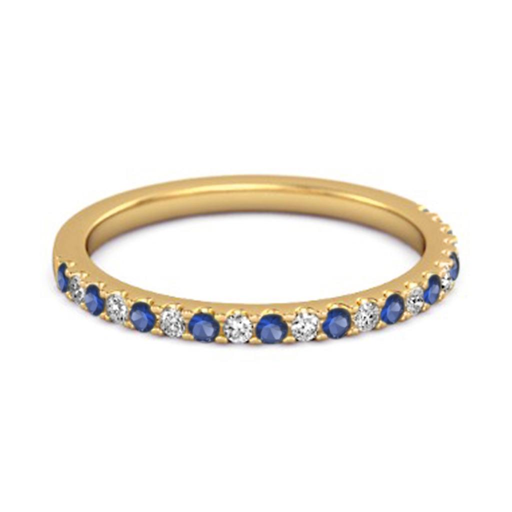 Blue Sapphire Eternity Band Ring - 925  Sterling Silver Gold Vermeil