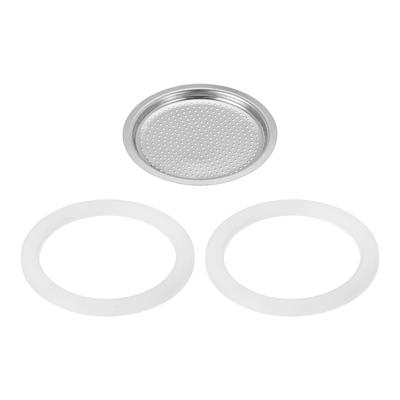 Uxcell Aluminum Coffee Pot Parts for Stainless Steel Espresso Maker with 1 Filter and 2 Silicone Gasket Seals 57x49x4.5mm for 4 Cup Mocha Coffee
