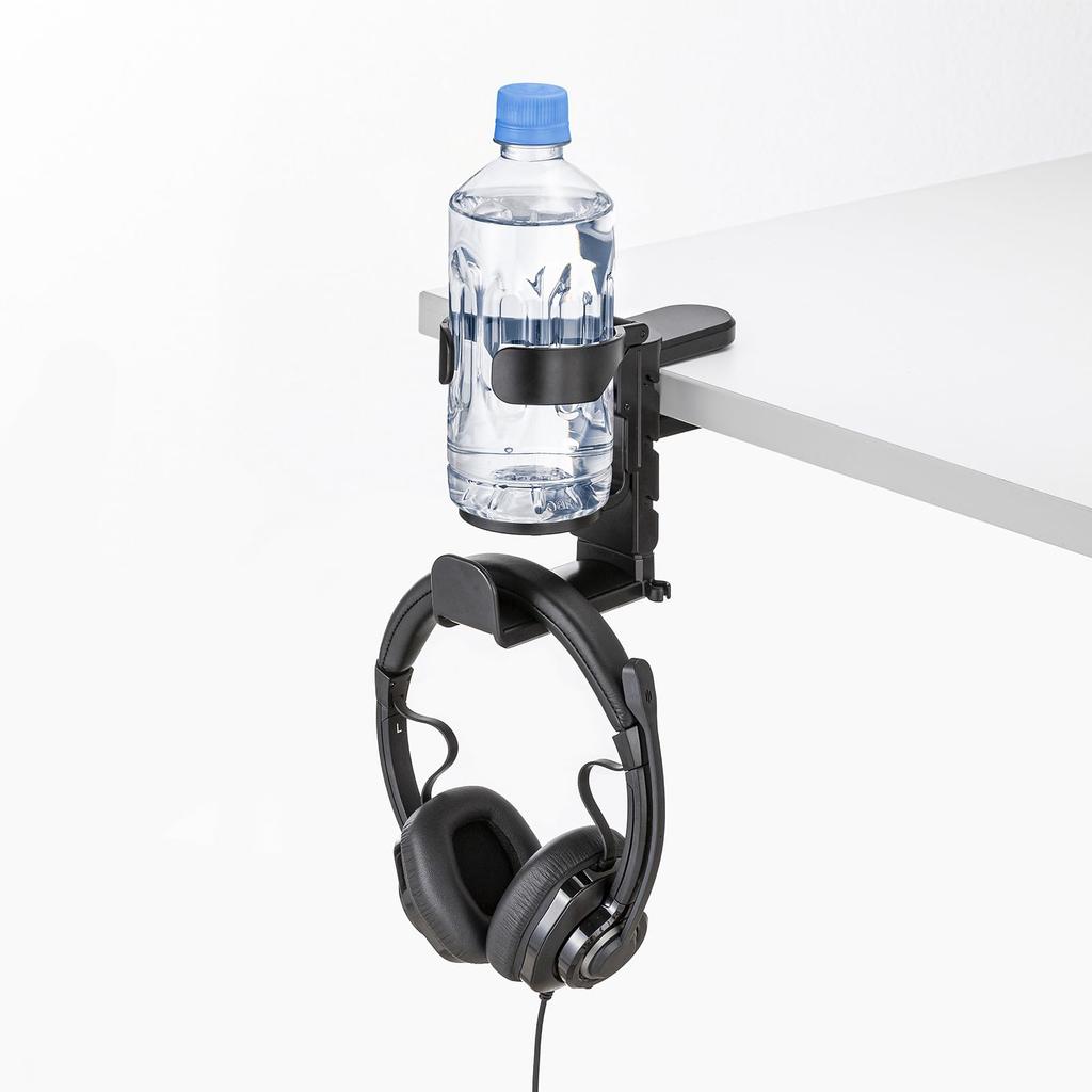 Sanwa Supply Headphone hook with drink holder PDA-STN71BK