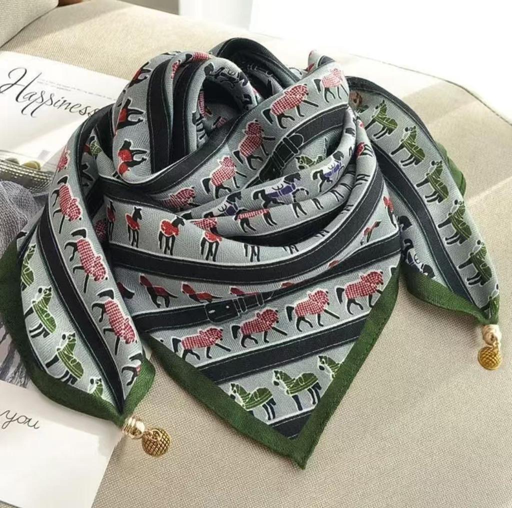 Chic Autumn/Winter Silk Scarf with Magnetic Golden Ball Clasp – Korean Style Neck Warmer