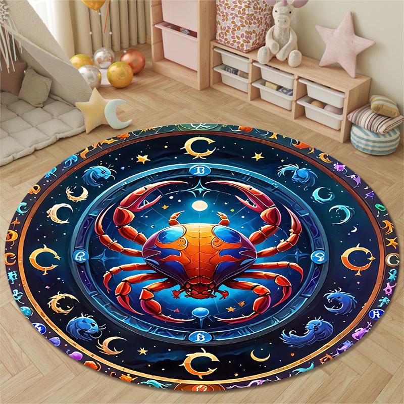 Classic Round Starry Multicolor Rug Mat, Non-Slip Floor Mat for Office