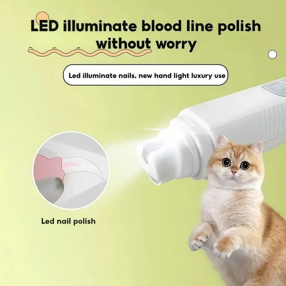 Affilatore Elettrico Ricaricabile USB per Unghie di Cane Lucidatore a Ruota LED Tagliaunghie per Animali Domestici 2 Velocità Funzionamento Silenzioso Strumento per la Toelettatura delle Zampe Casa
