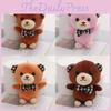 Adorable Plaid Bowtie Teddy Bear Plush Toy Soft Crystal Velvet Keychain Bag Accessory