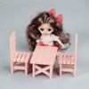 Modern Dollhouses Dining Table With Wooden Chairs 1/6 Scale Miniature Furniture For Display