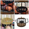 Coffee Capsules Organizer with Lid Large Capacity Espresso Pods Storage Basket Wooden Base Kitchen Countertop Cup