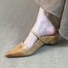 Cowhide Version~ French Temperament Polished Pointed Head with Bag Head Half Slippers Women Wear Height-increasing Sandals In Summer