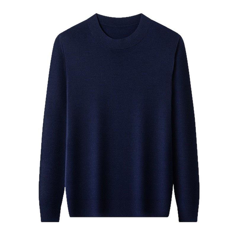 Men's 100% Pure Wool Half-High Neck Sweater, Machine Washable, Thick Base Layer - 2025 Autumn/Winter New Style
