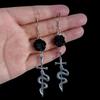 Charm Retro Punk Sliver Color Hollowed-out Heart Rose Flower Dangle Earrings for Women Gothic Hallowmas Jewelry Accessories Gift