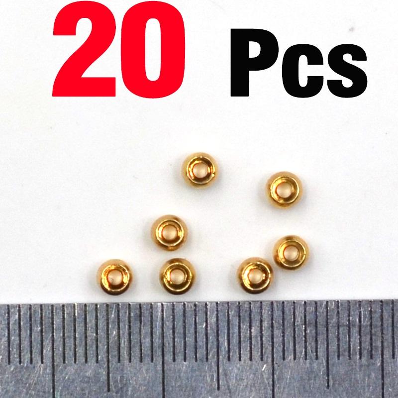 MNFT 20Pcs 3.4mm Tungsten Beads Gold Jig Nymph Head Ball Beads Fly Tying Materials