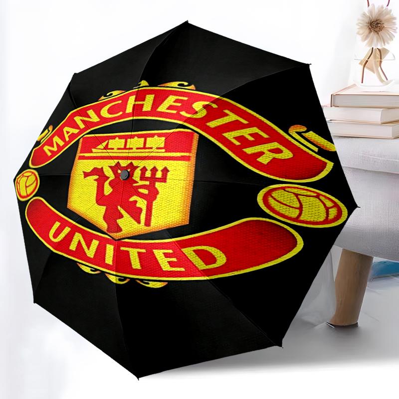 1pz Ombrello Automatico Robusto a 8 Stecche, Ombrello Manchester United Manchester City, Stampato Digitalmente, Ombrello Pieghevole per Uso Esterno in Movimento
